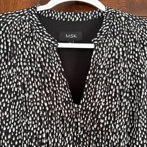 MSK Black and White Dotted Dress. Knee length.